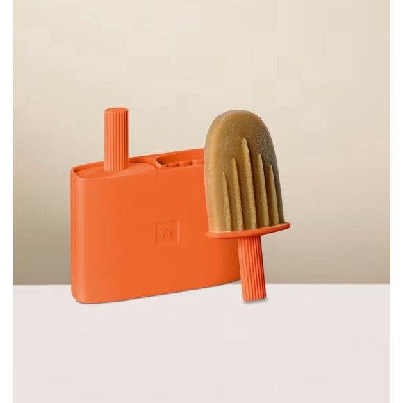 New Nespresso Bright Orange Silicone Double Ice Lolly Mold Iced Coffee Popsicles - Picture 1 of 5